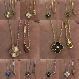 Halskette, Marke, modisch, hochwertig, 18 Karat Gold, Designer-Halskette, Diamant-Klee-Halskette mit Box, geeignet für Damenschmuck, Luxus