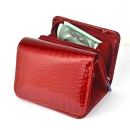 Wallets 2024 Women's Crocodile Leather Wallet Magnetic Buckle Multi-function Multi-card Short Patent Coin