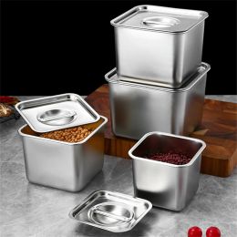 Utensils Square Stainless Steel Seasoning Box Condiment Storage Jar for Spices Pepper Kitchen Lard Tank Sauce Organiser Cooking Utensils