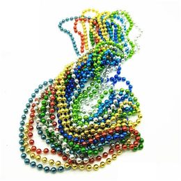 Beaded Necklaces 80Cm Purple Gold And Green Mardi Gras Beads Necklaces New Years Celebration Party Necklace Drop Delivery Jewelry Neck Dhs9R
