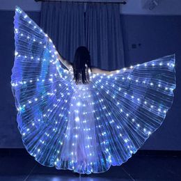 Glowing Dance Fairy Wings Colourful Butterfly Belly Dancing Costume Easter Halloween Xmas Carnival Party Decor 240301