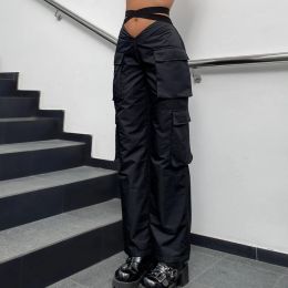 Capris Loose Wide Leg Trousers For Women 2023 High Waist Zipper Slim Drawstring Pant Cargo Joggers Pants Women's Pants Pantalones