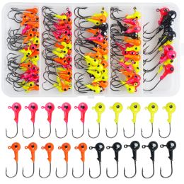 Fishhooks 130pcs/69pcs/60pcs/43pcs Crank Jig Head Hook Round Ball Jigs Fishing Hook Head Jig Lure Hard Bait Worm Jig Hooks for Fishing