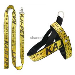 Dog Collars Leashes No Pull Dog Harness and Leashes Grande Durable Gold Chain Nylon Pets Dog Leash Long Rope Lettered Collars for Large B113 240302