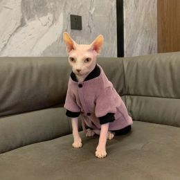 Clothing Thick Cotton Jacket for Sphynx Cat Baseball uniform for Kittens Purple High quality Winter WaffleCoat for Devon Rex Cat Supplies