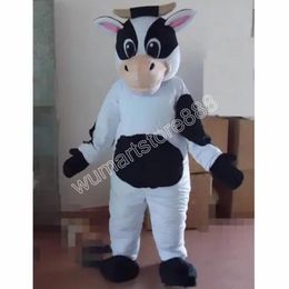 2024 Halloween Super Cute Black and White Dairy Cow Mascot Costume Birthday Party anime theme fancy dress