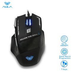 Mice AULA S12 Wired Gaming Mouse Professional Office Mause 7 Buttons 3500DPI Backlight Optical Computer Mouse for Gamer Desktop PC