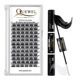 Eyelashes Quewel 72 Eyelash Clusters Segment Eyelashes Extension with Lash Bond and Seal Clusters Long Lasting Lash Glue Set DIY Fake Lash