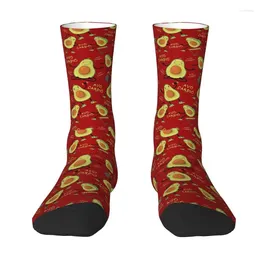 Men's Socks Novelty Printing Red Avo Cardio Funny Fitness Avocado Pattern For Men Women Stretch Summer Autumn Winter Crew