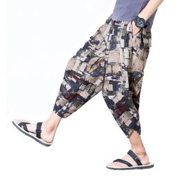 Pants Men Women Baggy Harem Pants Aladdin Crotch Wide Leg Cotton Linen Pantalones Hombre Hip Hop Sweatpants Trousers Summer