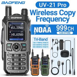 Baofeng UV21 Pro Wireless Copy Frequency TriBand 999CH Waterproof Walkie Talkie TYPE C 16 KM Long Range UV5R 17 Harm Radio 240229