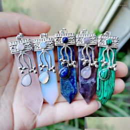 Pendant Necklaces Reiki Healing Nce Natural Gems Stone Pendants Pendum Retro Agates Amethysts Lapis Opal Crystal Quartz Drop Delivery Dhjry