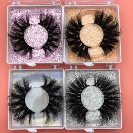 Eyelashes Mikiwi Free custom Logo 25mm lashes 30/50/100/200 Wholesale Glitter Paper Square case packaging Label Makeup Box Mink Lashes