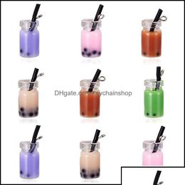 Charms Jewellery Findings Components Creative Resin Pearl Milk Tea Bubble Fruit Juice Cup Bottle Pendant For Jewelr Dhszz Drop Delivery Dhh6U