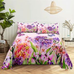 sets Flower and Bird Scenery 0.9/1.2/1.5/1.8/2.0m Bedding Sheets Set Luxury Polyester Bed Flat Sheet Bed Sheets and Pillowcases