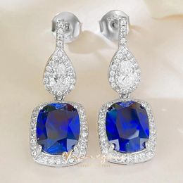 Dangle Earrings Vinregem 8 10 MM Sapphire High Carbon Diamond Gemstone Drop 925 Sterling Silver Fine Jewelry Wedding Gifts