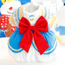 Dresses Dog Pet Clothing Cosplay Dress for Dogs Clothes Cat Small White Duck Cute Winter Warm Velvet Blue Girl Yorkshire Accessories