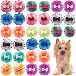 Accessories 100pcs Lace Dog Bows For Small Dog Hair Bows Rubber Bands Dogs Hair Bows For Dog Hair Accessories Pet Supplies Dog Accessories