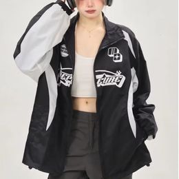 Deeptown Vintage Y2k Racing Jacket Women Streetwear Oversize Korean Fashion Windbreaker Hippie Motorcycle Jackets Autumn Winter 240226