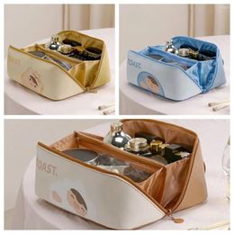 Cosmetic Bags Letter Shell Shape Makeup Pouch Bag Cartoon Print Zipper PU Leather Large Capacity Carry-on Tote
