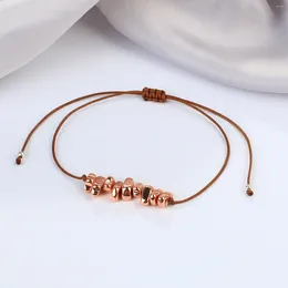 Charm Bracelets C.QUAN CHI Rose Golden Metal Beaded Women Handwoven Jewellery