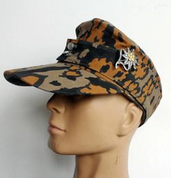 Berets Military REPRO WWII German M43 Camo Field Cap Hat & Edelweiss Badge Pin Cotton Full Size