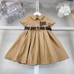 Klasik kız elbise prenses elbise yaz bebek etek boyutu 110-160 cm çocuk tasarımcı kıyafetler mektup baskılı cep çocuk frock 24feb20