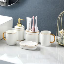 Holders Bathroom Toiletry Set Ceramics Lotion Bottle Container Toothbrush Holder Tooth Mug Soap Holders Home Decoration Accessories