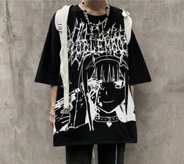 Men039s TShirts Emo Women Men Gothic Anime T Shirt Hip Hop Top Tees Oversized Streetwear Harajuku Tshirt Short Sleeve Alt Tee2861467