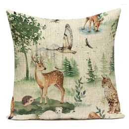 Pillow Sofa Pillowcase Animal Print Artistic Nordic Decorative Home Cover 45x45 Cartoon Autumn Decor Living Room Bed E2157G