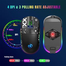 Mice Hxsj T90 2.4G Wireless Mechanical Mouse RGB Gaming Mouse Ergonomic 10 Million Keystroke 3600DPI Mouse 11 RGB Lighting Modes Mice