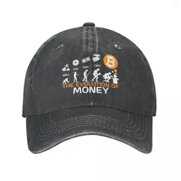 Ball Caps Vintage Washed Denim The Evolution Of Money Funny Baseball Dad Spring Autumn Adjustable Hats Crypto Coin Casquette