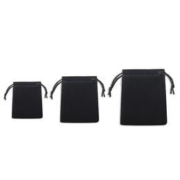 75 PCS Three Dimensions 5 7 CM 7 9 CM 10 12 CM Velvet Drawstring Bag Black Whole Jewelry Bags Christmas Wedding G284W