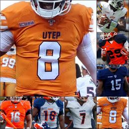 Custom UTEP Miners Football Jersey College Marcus Thomas Aaron Jones Josh Fields Denzel Chukwukelu Praise Amaewhule Justin Garrett mens women youth