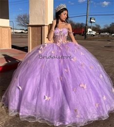 Luxury Lilac 15 Quinceanera Dresses With Butterfly 2024 Vestidos De 15 Anos Masquerade xv Dress Lavender Sixteen Beaded Birthday vestidos de xv Para ballkleider