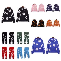 Denim Hoodie Designer Teers Top and Pants Style Vintage Three-dimensional Foam Kapok Printing Graffiti Men Womens Embroidered Sweater