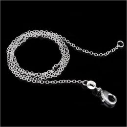 Chains 925 Sterling Sier Plated Link Rolo Chain Necklace With Lobster Clasps 16 18 20 22 24Inch Women O Jewlery Drop Delivery Jewelry Dhuov