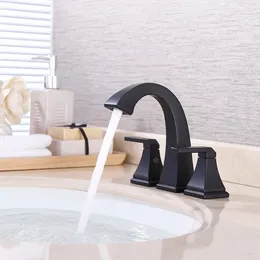 Bathroom Sink Faucets Black/ORB Brass Faucet Three Holes Two Handles Basin Mixer Top Quality Cold Tap Fashion Design