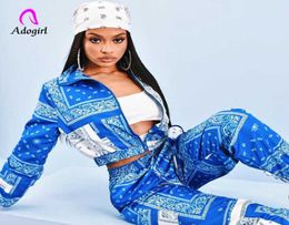 Paisley Bandana Print Two 2 Piece Set Women Fitness Sweatsuit Zipper Up Sweatshirt Jogger Pants Set Tracksuit Vintage Outfits Y04790833