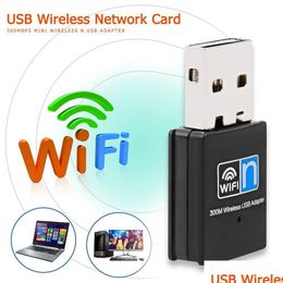 Network Adapters 300Mbps Usb Wifi Adapter Rtl8192 Chipset 2.4Ghz 300M Wireless Receiver Wi-Fngle Card For Pc Laptop With Retail Box Dhzbe