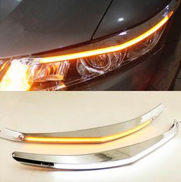 1 Pair Car Headlight Decoration Yellow Turn Signal 12V DRL LED Daytime Running Light For Honda Civic 2011 2012 2013 2014 20159569316