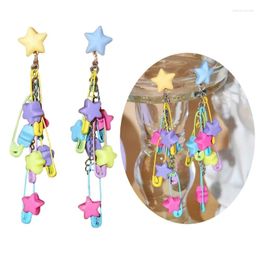 Dangle Earrings 634C Unique Candy Color Acrylic Earring Colorful Pin Beaded Geometric Cool Women Party Jewelry