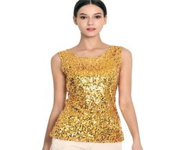 1730 GoldSilverBlack Summer Tops For Women Sexy Sequin Stretch Tank Tops Plus Size S3XL Crop Femme Bling Streetwear3721848