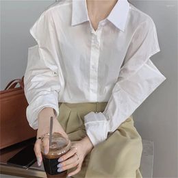 Women's Blouses Alien Shirts Hole Stylish Chic Full Sleeve 2024 Spring Work Wear Slim Normcore Loose Office Lady Blusas