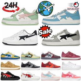 2024 Designer Sta Casual Shoes Low Top men and women Black Red Camouflage Skateboarding Sports Bapely Sneakers Outdoor Shoes Waterproof leather sizes 36-45