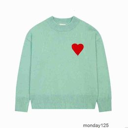 amiS AM I Sweater amisweater Knitted Paris amishirt Fashion Mens Designer Embroidered Red Heart Solid Colour Big Love Round Neck Short Sleeve a T-shirt for Kl8o YH6G