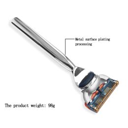 Blade Men Manual Care Silver Metal Shaver Handle 5Layer Stainless Steel Safty Razor Blade Suit For Gseries F5 Power