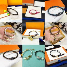 24 Luxury designers, Jewellery designers, bracelets, genuine leather materials, sunflower pendants, letter pendants, trendy, punk style Valentine's Day gifts, multi Colour