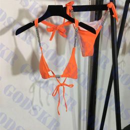 Coloured Diamonds Bikini Womens Swimwear Orange Swimsuit Suit For Women Sexy Halter Underwear Ladies Bikinis5247778