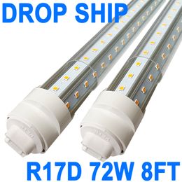 8FT LED Tube Lights T8 Light Bulbs, G13 Base Double Ended(R17D Cap Included), 6500K Daylight Type B Ballast Bypass, 72W 7200LM, 120-277V,IP40 Rated Barn crestech